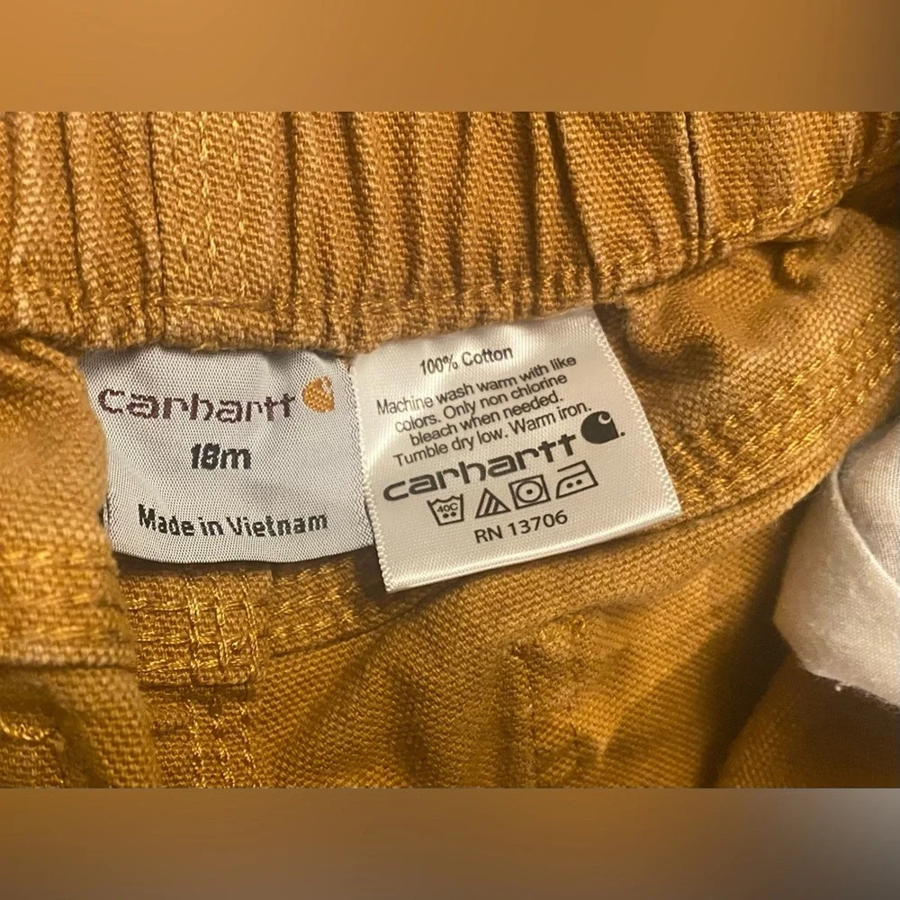 Carhartt Carpenter Jeans Sz 18 Months Brown Elastic Waist 6 Pockets
